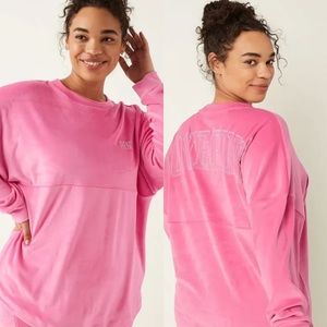 💖PINK Varsity Velour Campus Crew